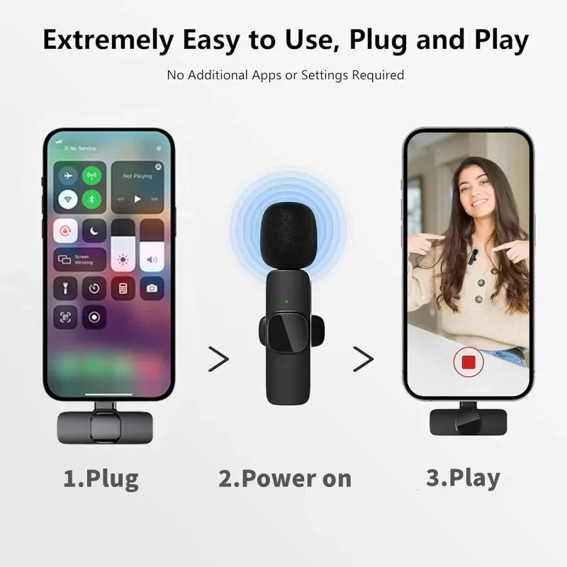 Wireless Lavalier Microphone for Type-C Smartphones Mini Mic for Vlogging Tiktok Facebook Videos Microphones Audio Recording